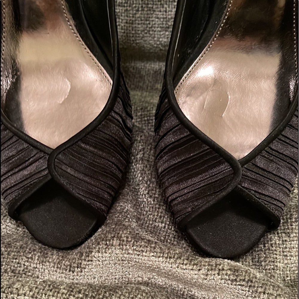 Black Nina peep toe heels